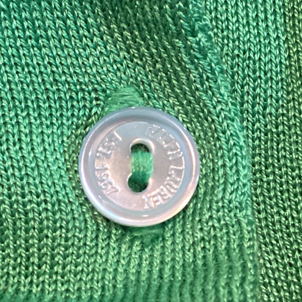 Vintage Ralph Lauren Black Label 100% Silk Cardigan Green S - Picture 8 of 9